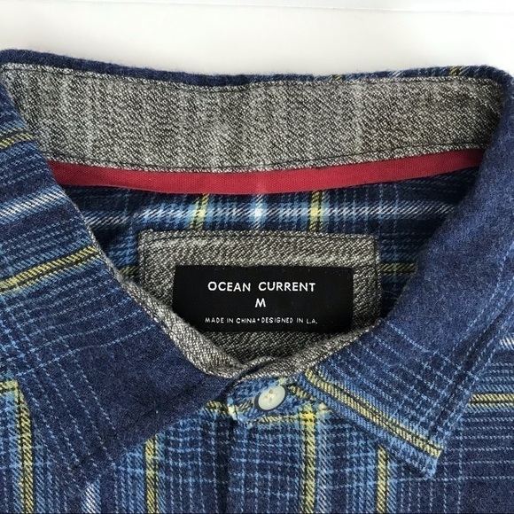 New! Ocean Current Plaid Flannel Button Down Long Sleeve Shirt - Picture 9 of 11